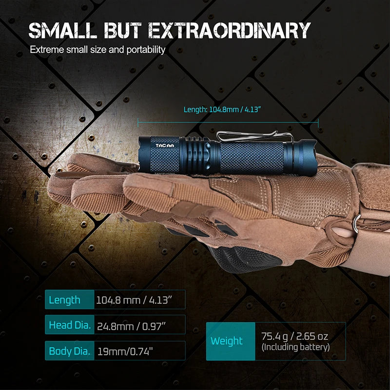 TAC AA2.0 super bright EDC AA flashlight max 900 lumens 360 meters 14500 battery SFT-25R LED flashlights daily torch