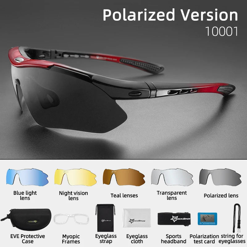 Polarized Glasses Men Sports Sunglasses Protection Goggles Eyewear 5 Lens