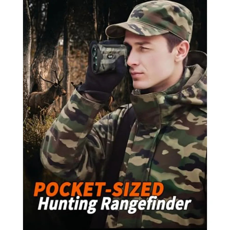 Hunting Rangefinder with Bow Hunting Mode for Distance Angle Speed Scan 6X Magnification 1500 Yard Range Multifunctional Red Ta