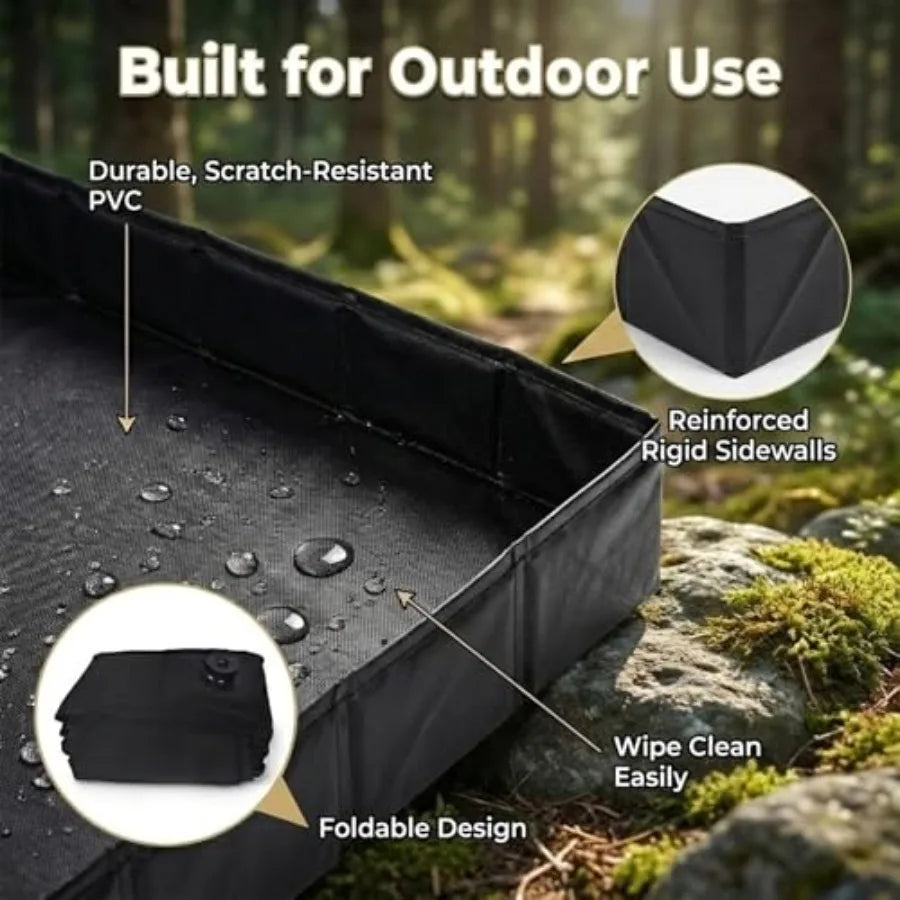 Upgraded Portable Shower Pan 41" x 41" x 5" Foldable Camping Shower Base with Waterproof Storage Bag Dual Drain Holes for RV Ca