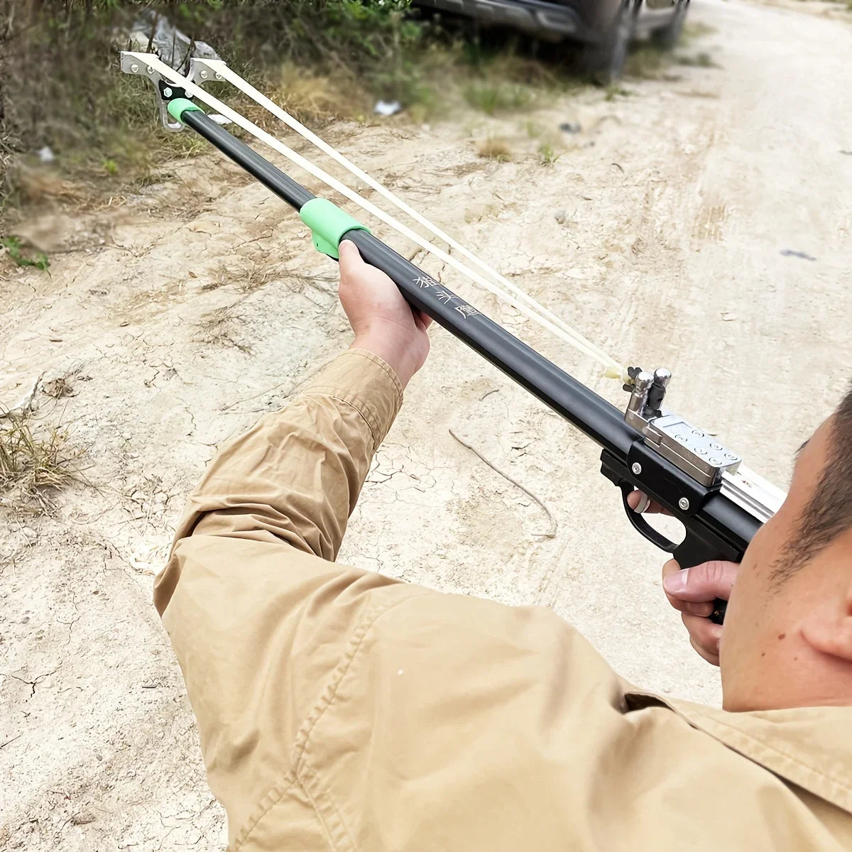Outdoor Practice Shooting Hunting Accessories Launcher, Powerful Trigger Long Rod Slingshot - Precision Hunting Catapult