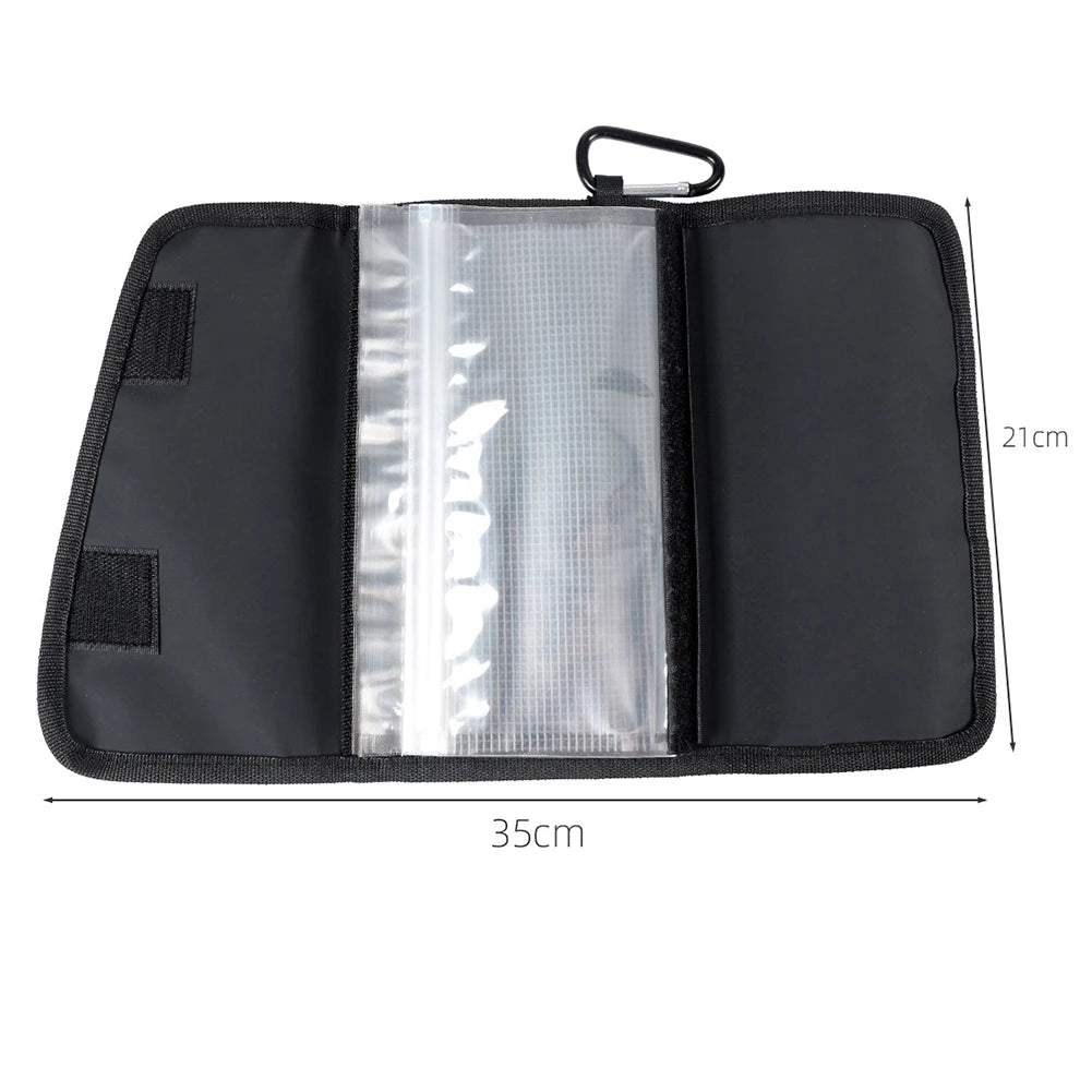 Fishing Tackle Binder w/ Carabiner Waterproof 6-Pocket Wallet for Soft Lure Bait