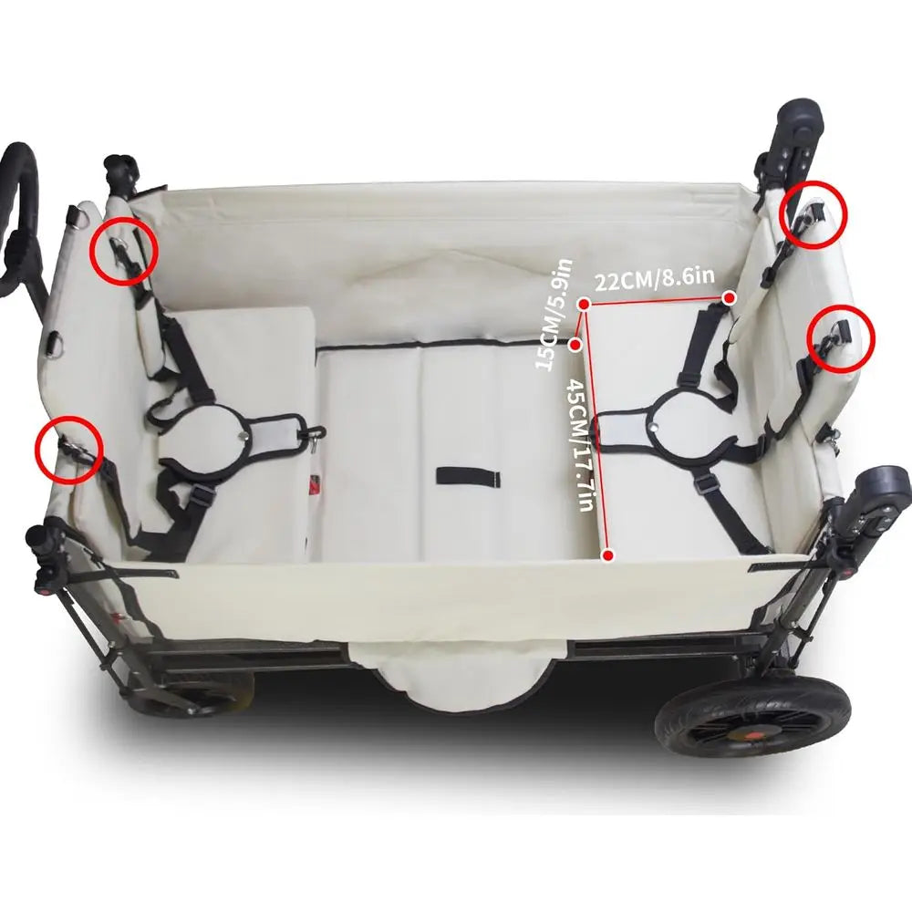 Collapsible Wagon Cart with Side-Opening Seat Conversion Design, oldable Utility Wagon with 2 Seats, Heavy Duty Wagon 265 lbs Lo