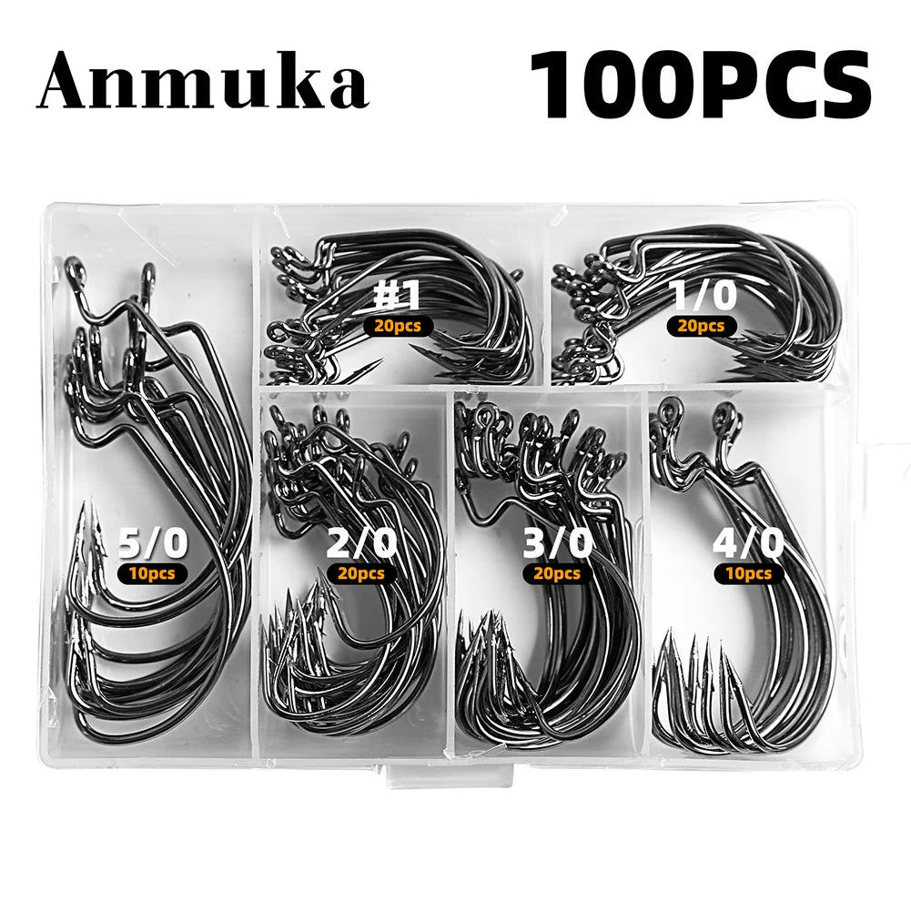 100PCS/Box Carp Fishhook High Carbon Steel Fishing Barbed Hooks Crank Hooks for Freshwater Saltwater Fishing Accessories