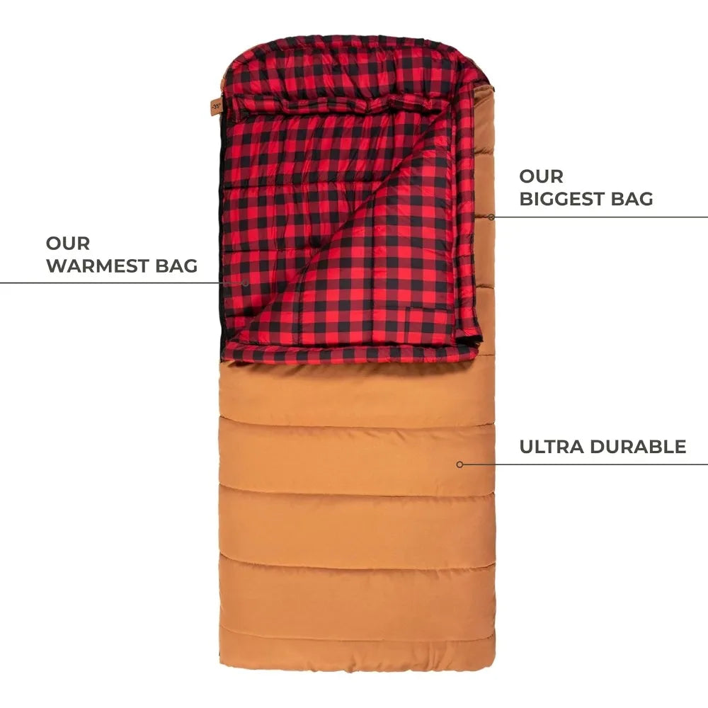 High quality 35F and 0F Degree Sleeping Bag. Warm and Comfortable Camping Sleeping Bags, Teton Tough Canvas Shell for Camping