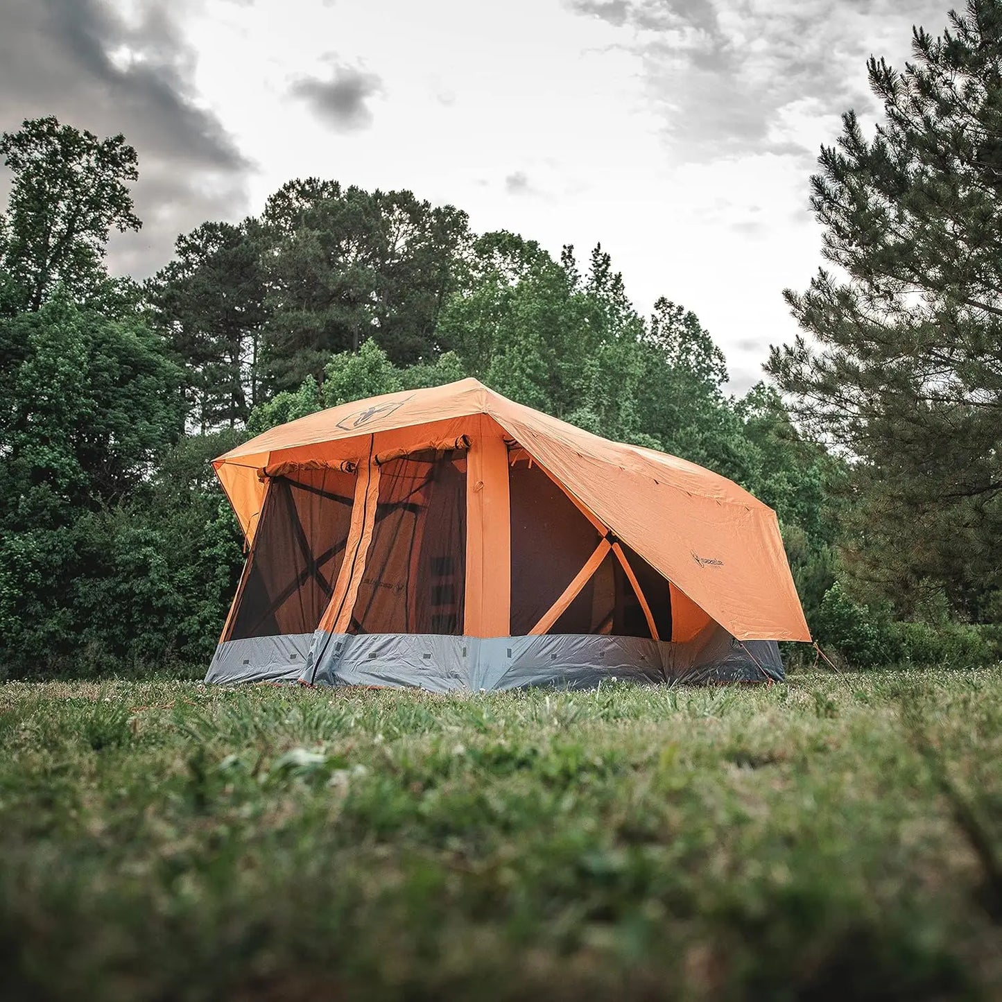 Gazelle T4 Plus Extra Large 4 to 8 Person Portable Pop Up Outdoor Shelter Camping Hub Tent with Rain Fly & Extended, Custom