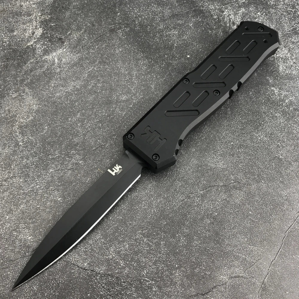 HK14850 Compact Camping Knife - D2 Steel Blade with Nylon Carry Bag, T6 Aluminum Handle Ideal Travel & Everyday Carry (EDC) Tool