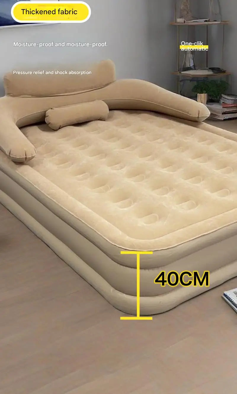 New 2 Persons Inflatable Mattress Camping Folding Outdoor Indoor Home Air Cushion 40cm High Bed Lazy Laying Soft Skin-Friendly