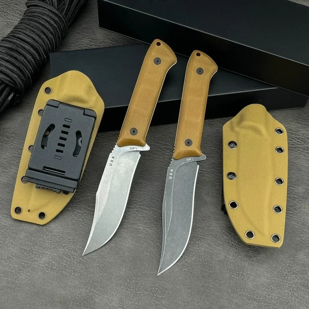 BK 104 Sheathed Survival Fixed Blade Knife High Hardness Cutting Hunting Knife 8Cr13Mov Blade G10 Handle Camping Outdoor Knife