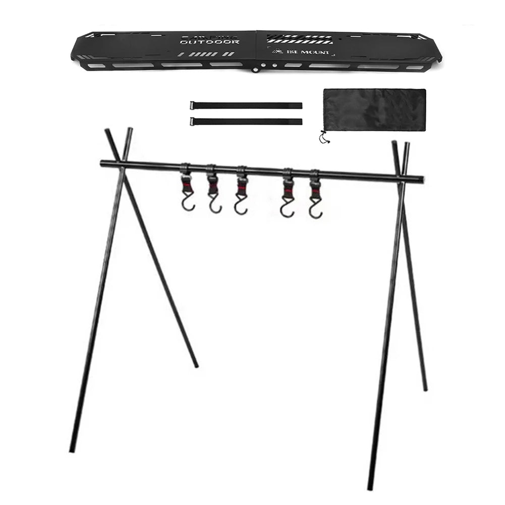 Folding Camping Hanging Rack Shelf Top Plate With Hook Triangle Storage Hanger Picnic Camping Cookware Pot Pan Hanging Rack