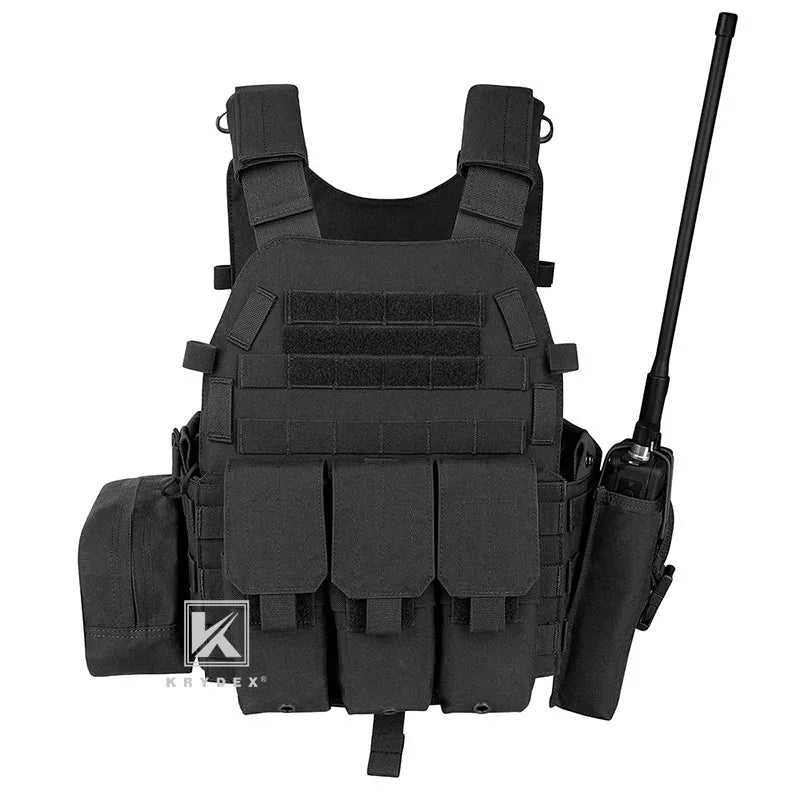 LBT-6094A Tactical Modular Vest Triple Mag/Radio/Dump Pouch Airsoft Hunting Battle Plate Carrier MOLLE Vest Camo MC