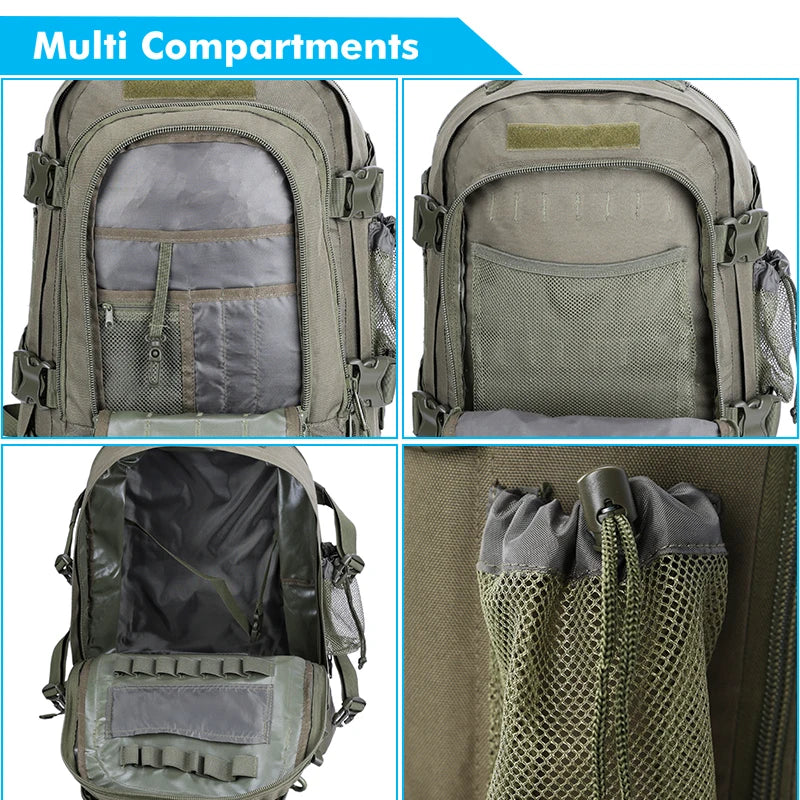 60L Male Travel Tactical backpack Hiking Camping backpack Expandable Army Backpacks 3 Day Assault Pack Rucksacks