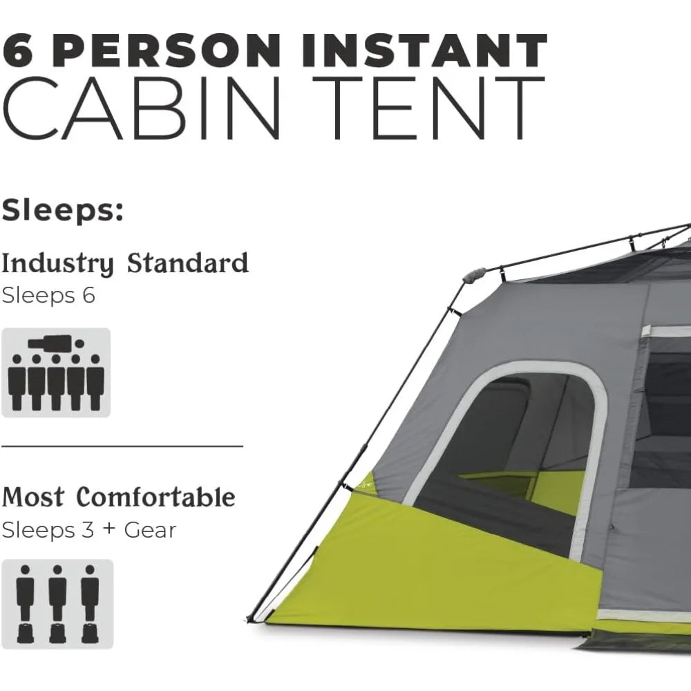 Instant Cabin Tents | 6 Person / 9 Person / 10 Person / 12 Person Family Cabin Multi Room Pop Up Tents Car Camping | Included S