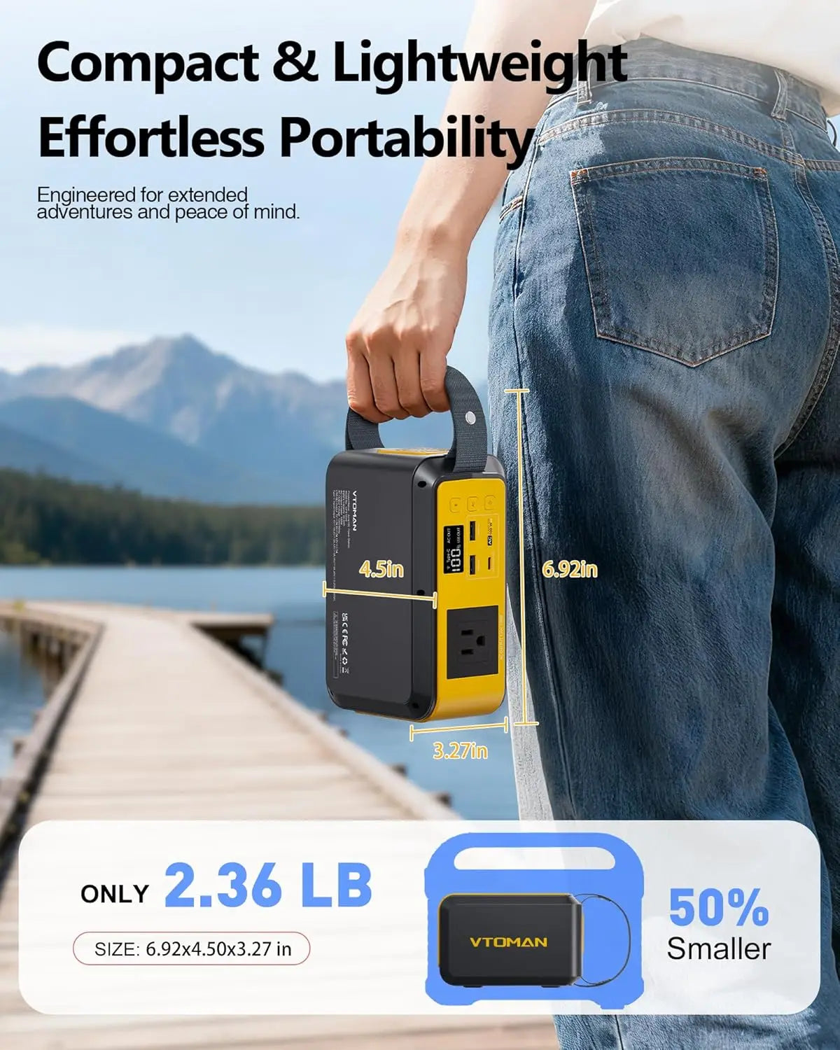 Portable Power Station 88.8Wh Solar Generator with 100W AC Outlet, 65W USB-C PD, 2 USB-A for Camping Emergency
