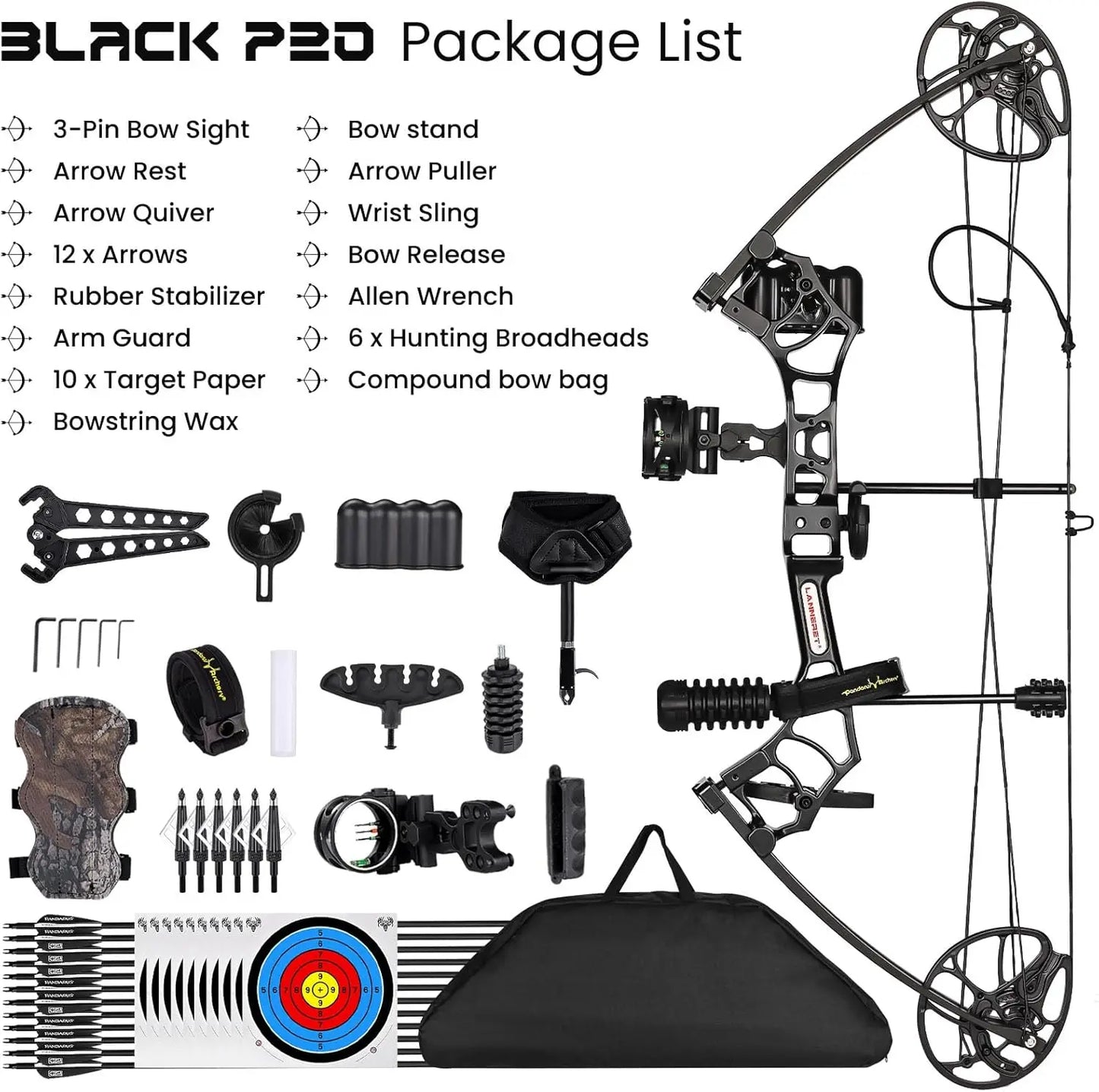 Archery Eagle Compound Bow and Archery Sets 20-70lbs for Adults and Teens,25\\"-31\\" Draw Length,up to IBO 320 fps,Lightweight