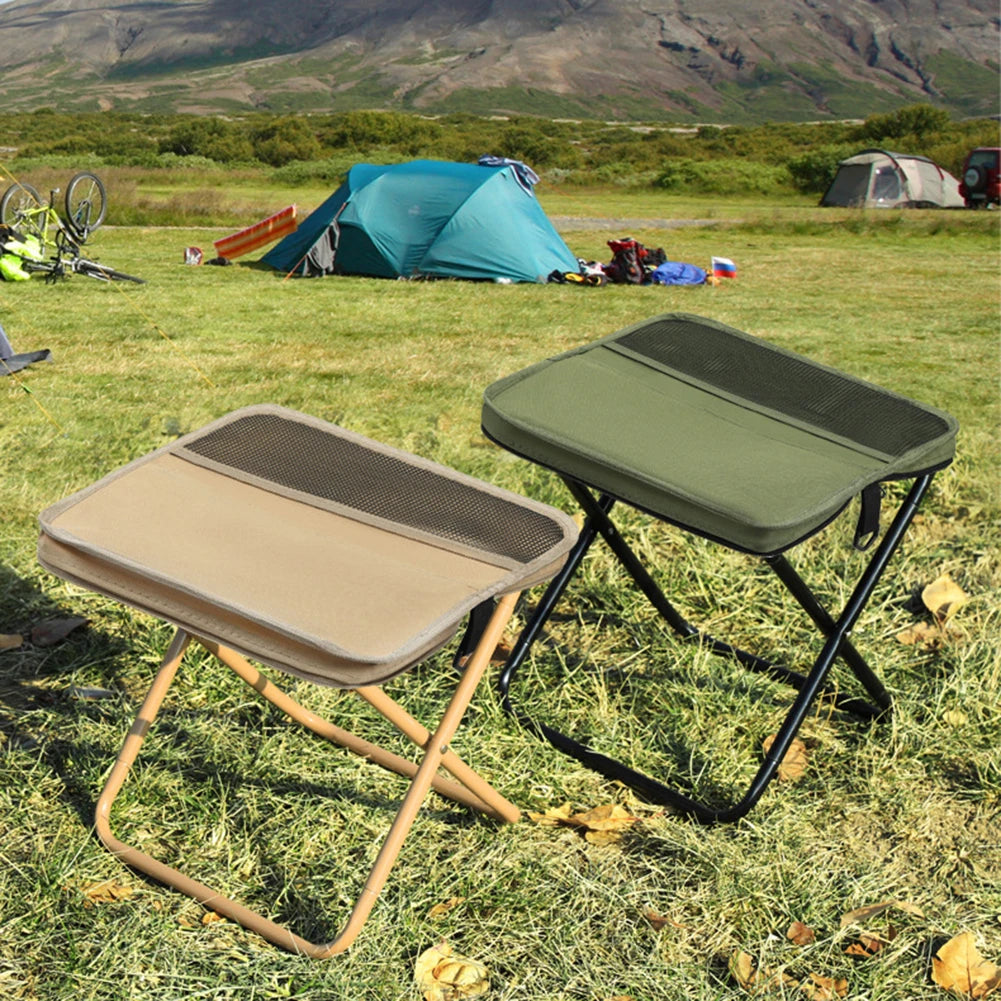 Outdoor Integrated Storage Chair with Mesh Bag Folding Backpack Stool Wear Resist for Picnic Gardening Barbecuing Hiking