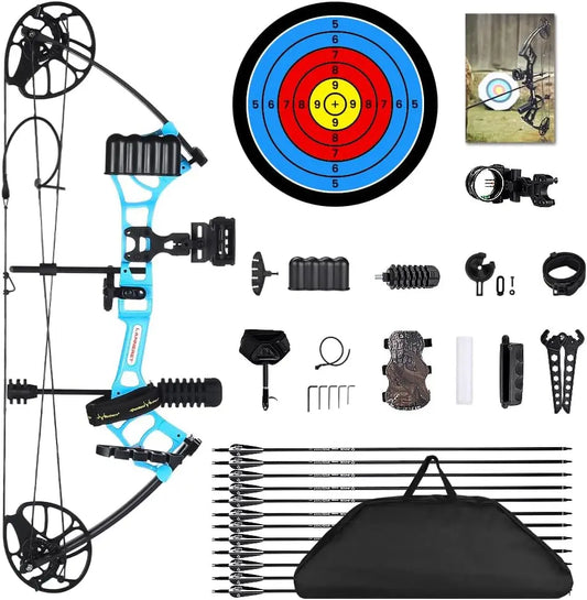 Archery Ready to Hunt Lightweight Compound Bow Package for Adults and Youth,0-50 Lbs Draw Weight,290fps,Limbs Made in USA,with A