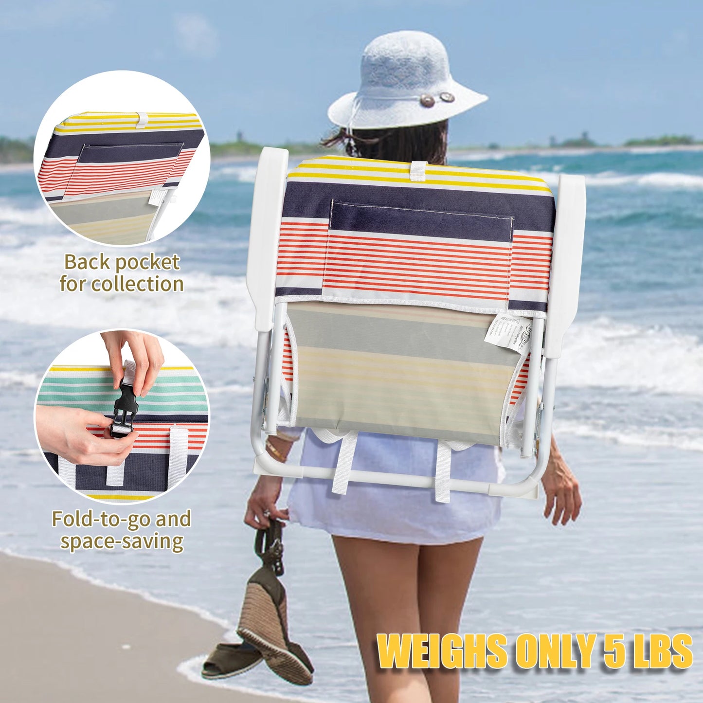 Oxford Cloth White Iron Frame Beach Chair Color small size