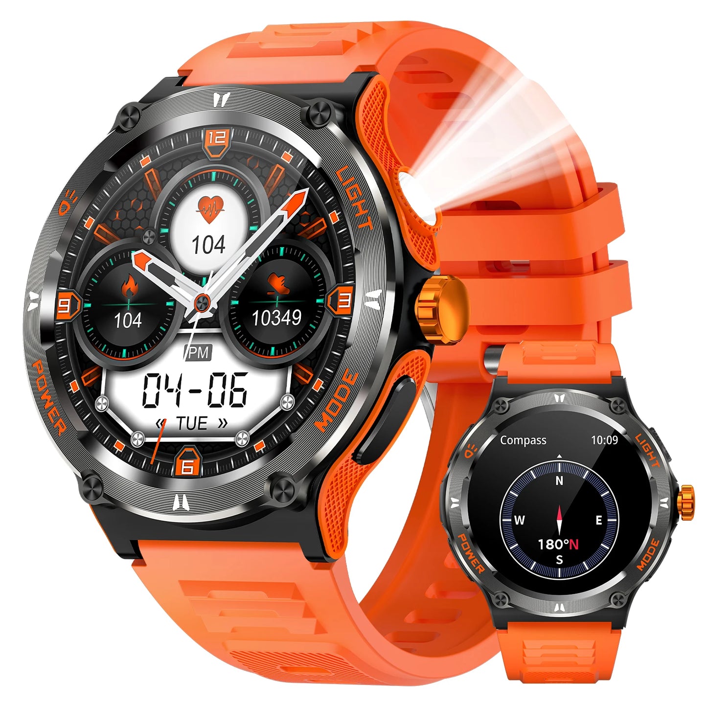 Smart Watch 3ATM Waterproof 1.53" KT76 Men Sport With Compass And LED Flashlight Heart Rate Sleep Analysis Bluetooth Call