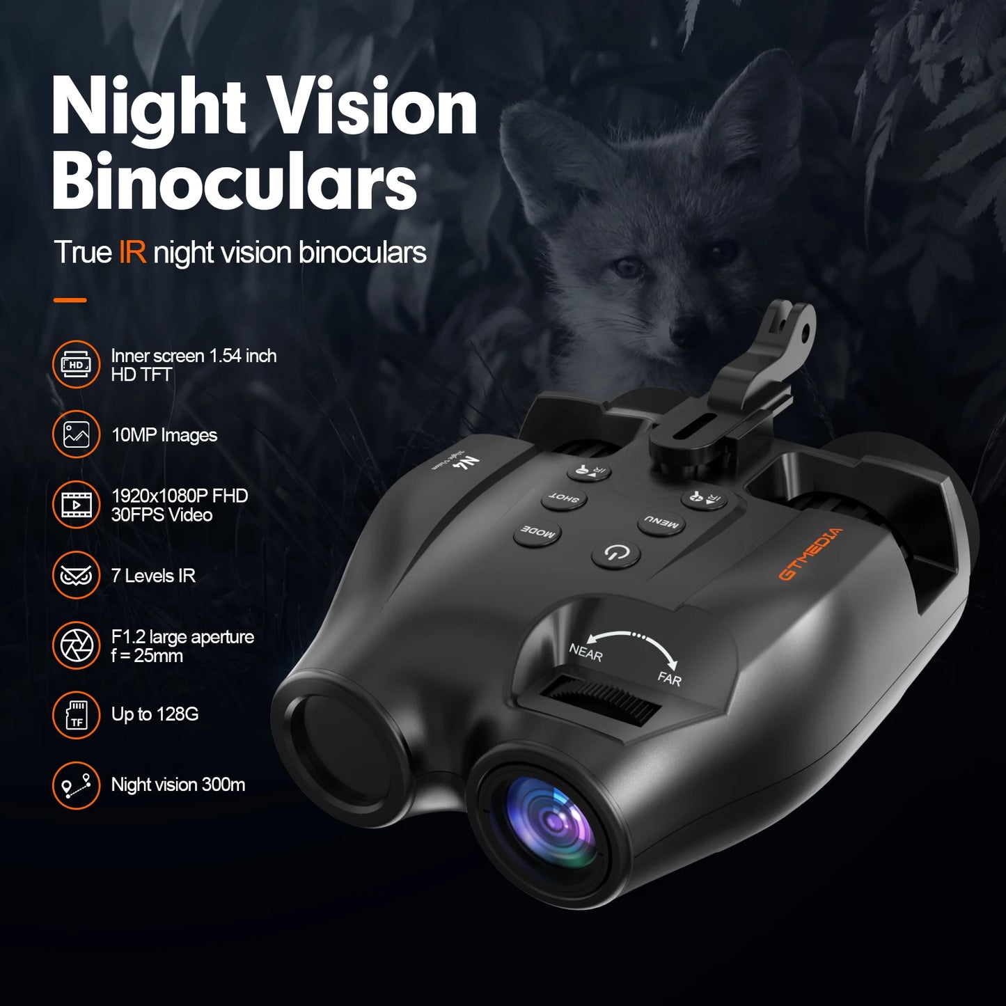 Night Vision Binoculars Featuring Adjustable Brightness 5x Zoom And 1080p Video Recording For Outdoor Adventures