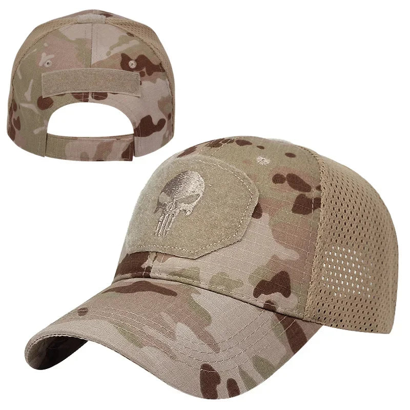 Camouflage Baseball Cap Mesh Breathable Special Forces Tactical Camo Hat Skull Duck Visor Hat