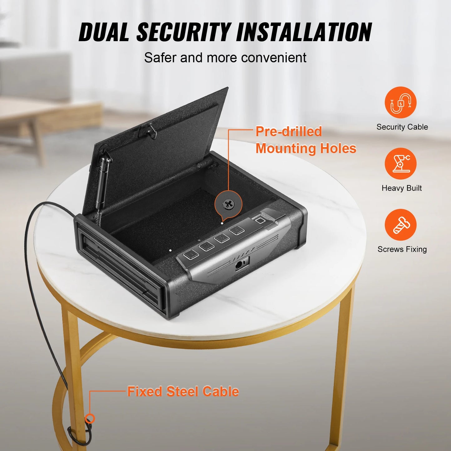 VEVOR Gun Safe Q235 Steel Pistol Safe 3-Way Quick Access Firearm Case Gun Box for Home Bedside Nightstand Car