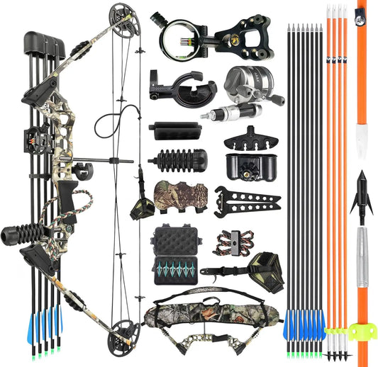 Archery Bowfishing Compound Bow Kit Ready to Fish Kit with Bowfishing Reel, Bow Fishing Arrows Right & Left Handed for Adult/You
