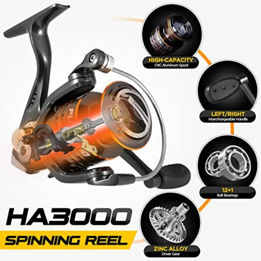 Fishing Rod and Reel Combos - Carbon Fiber Telescopic Fishing Pole - Spinning Reel 12 +1 Shielded Bearings Stainless Steel BB
