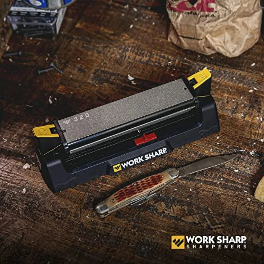 Benchstone Knife Sharpener 3 sided for faster manual pocket or hunting knife sharpening