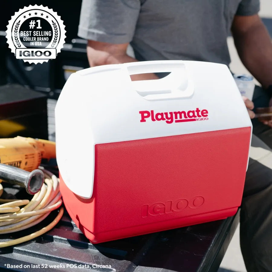 16 QT Playmate Elite Ice Chest Cooler for Outdoor Picnics and Tailgates, 30-Can Capacity, Durable Red Design with Leak-Proof Li