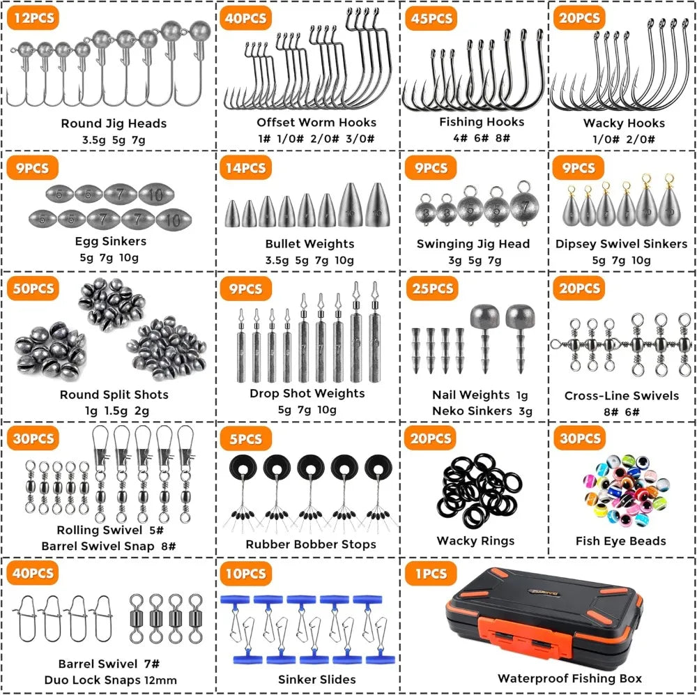 Complete 397pcs Fishing Tackle Box Set - Organized Gear for Bass Trout, Durable Waterproof Case