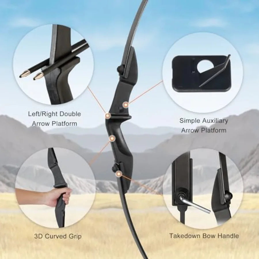 Recurve Bow and Arrow Set for Adults with Takedown Design Suitable for Left and Right Hands 40lbs Bow and Arrow Kit Ideal for O
