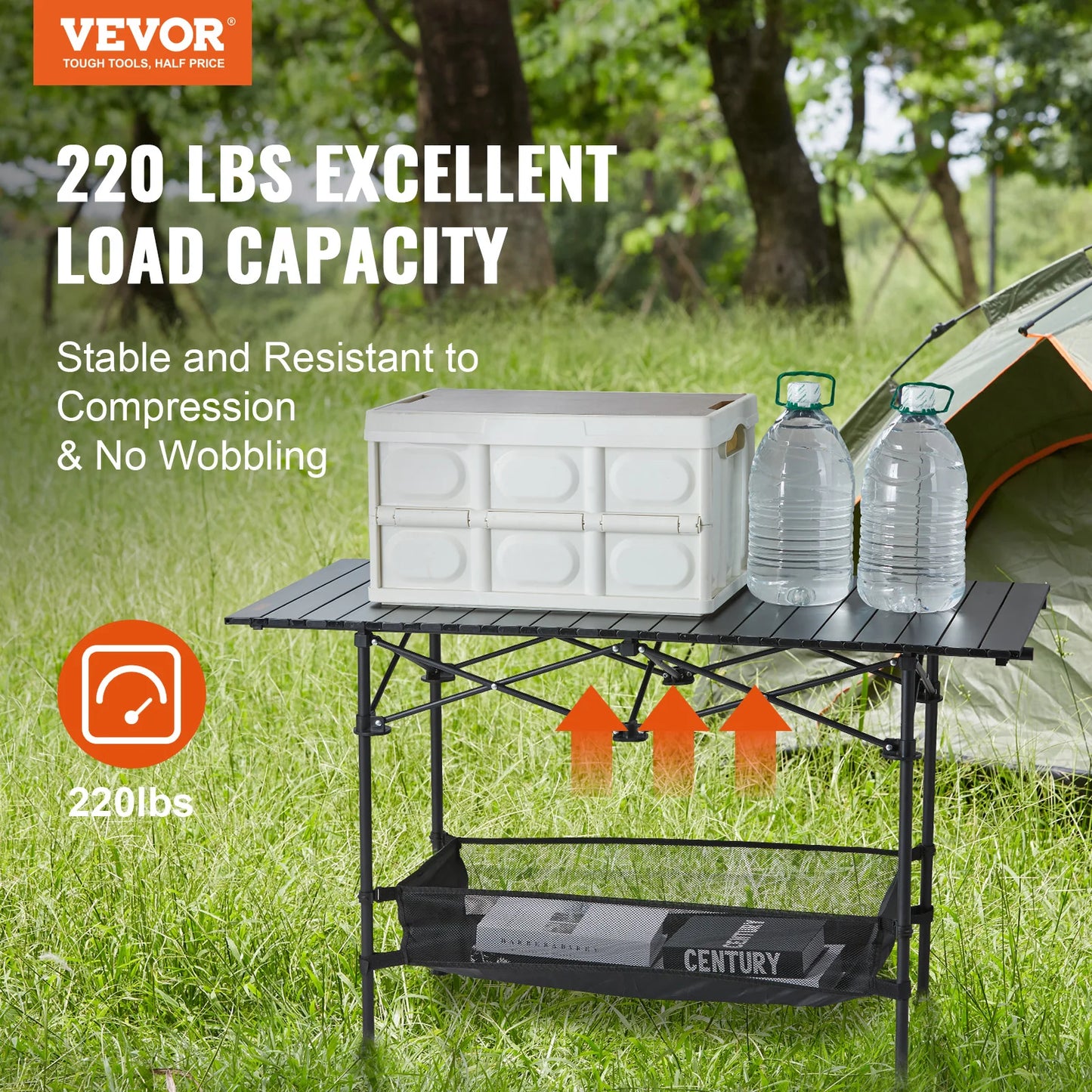 220/66lbs Outdoor Camping Folding Table Picnic Equipment W/Black Storage Bag Aluminum Alloy Chicken Roll Table BBQ Desk