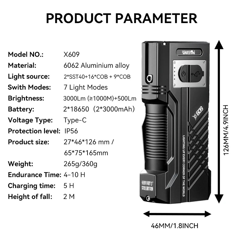 4000Lm Most Powerful LED Flashlight Rechargeable Torch Light Flashlight Tactical Lantern Long Shot Hand Lamp For Camping