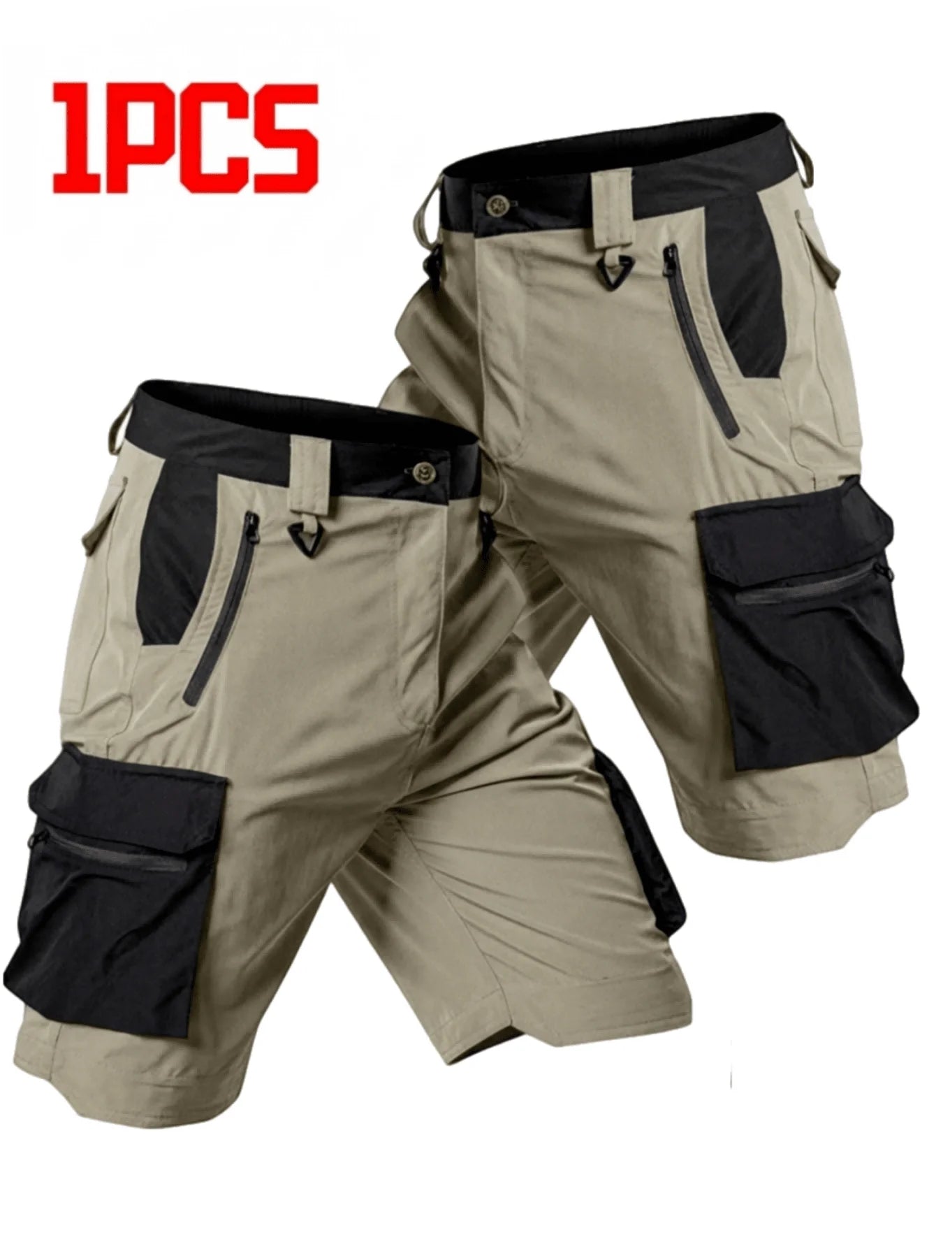 Mens Cargo Shorts Casual Lightweight Quick-Dry Breathable Multi-Pocket Zippered Shorts