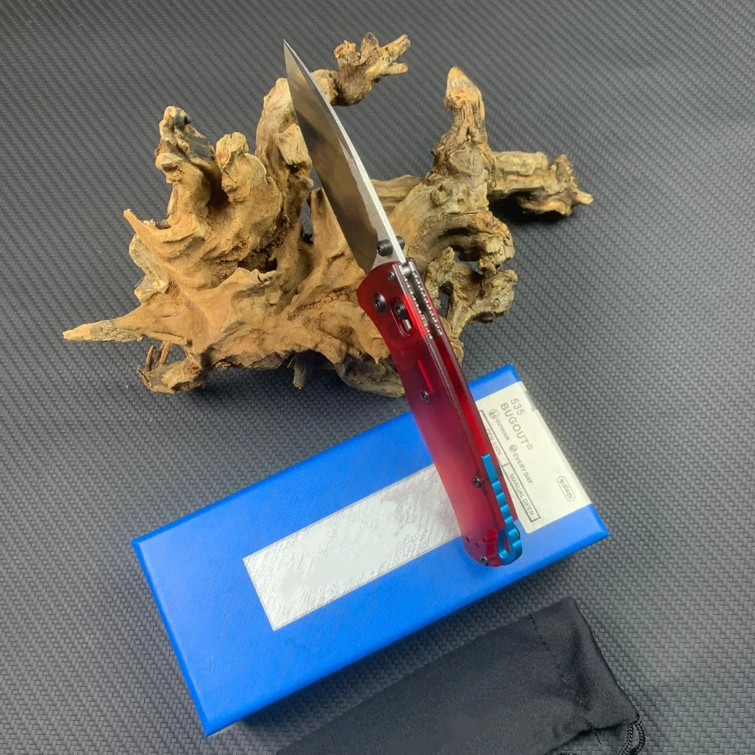 Premium 535 EDC Folding Knife, Transparent Jade G10 Handle Equipped with Sharp S30V Blade, Portable Outdoor Pocket Utility Knife, Custom Service Supported, US Local Warehouse Quick Dispatch, Great Camping Tool & Men’s Gift