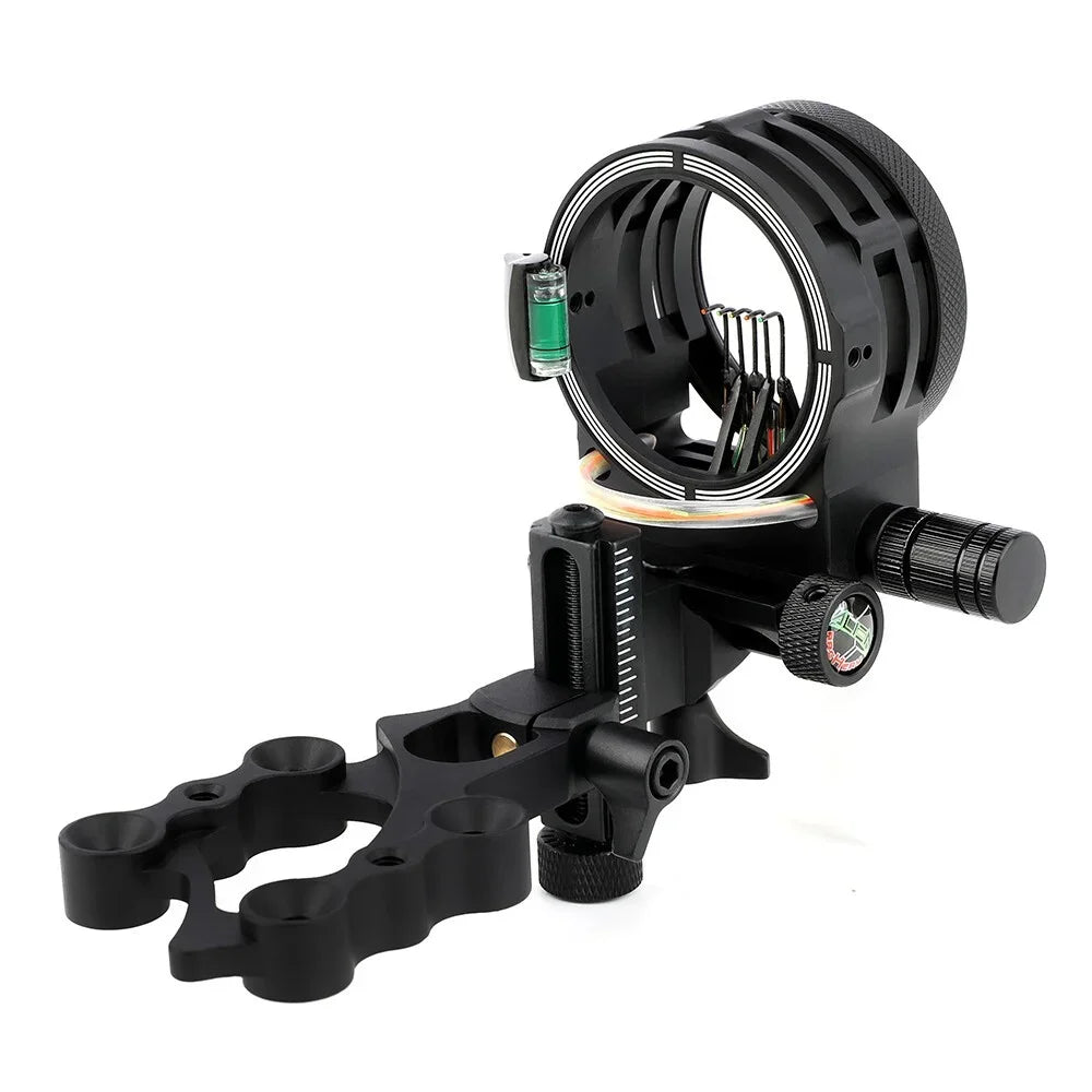 5 Pin Compound Bow Sight with 4x/6x/8x Lens 0.019" Optical Fiber CNC Aluminum Alloy Left/Right Hand Adjustable for Hunting Shooting Target Practice Archery Accessories
