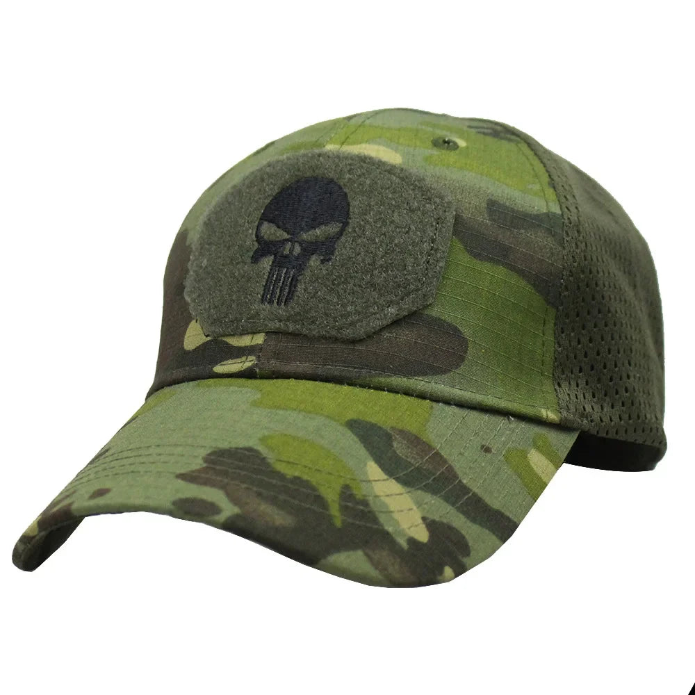 Camouflage Baseball Cap Mesh Breathable Special Forces Tactical Camo Hat Skull Duck Visor Hat