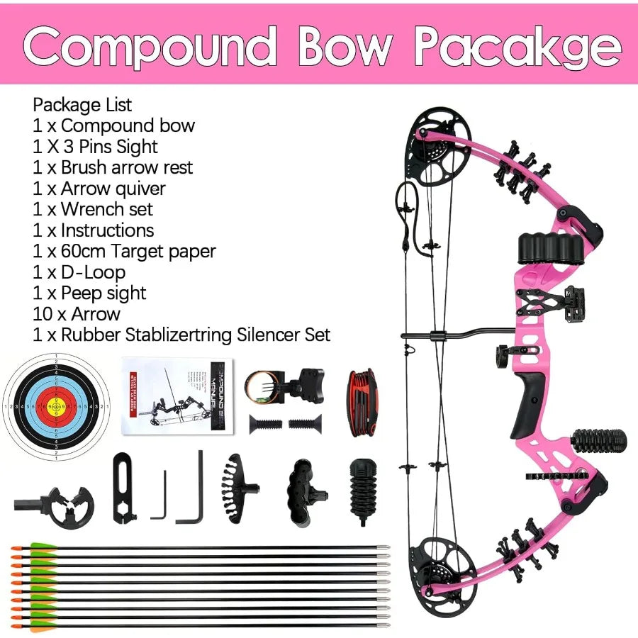 Youth Compound Bow Set 1545 Lbs for Teens and Beginner Package with Archery Hunting Equipment Max Speed 260fps Adjustable Right