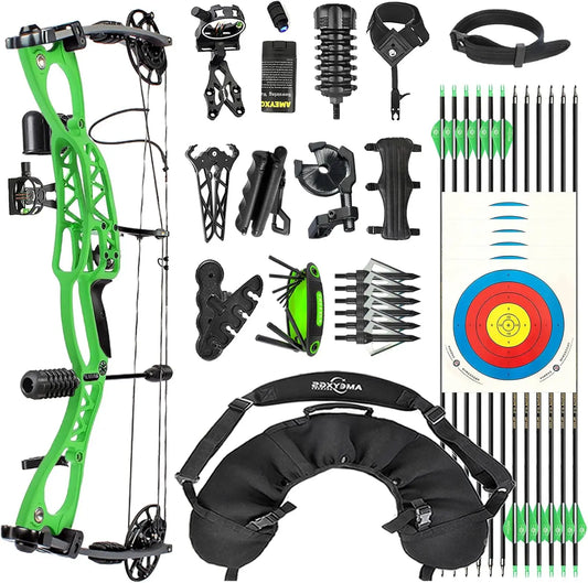Archery Compound Bow Set, Draw Length 18"-30", Draw Weight 0-70 LBS, Hunting Bow with All Accessories Bow and Arrow for Archery