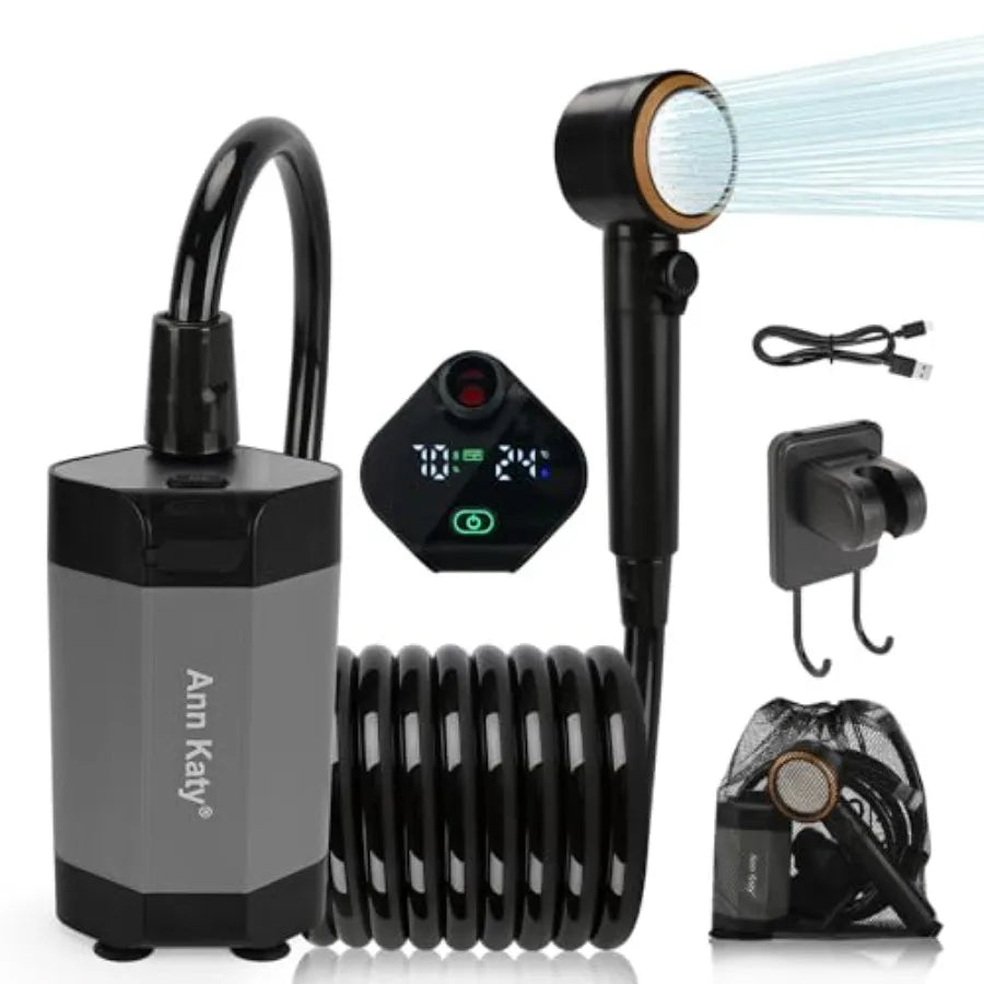 Portable Camping Shower Outdoor Camp Shower PumpUpgrade Rechargeable Electric Shower Pump with Intelligent Digital Display Mult