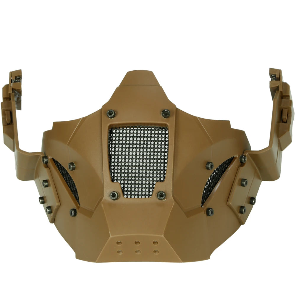 Mili-tary Mask with Adjustable Elastic Strap Face Protective Mask Good Air Permeability Metal Mask Detachable for Outdoor Camp