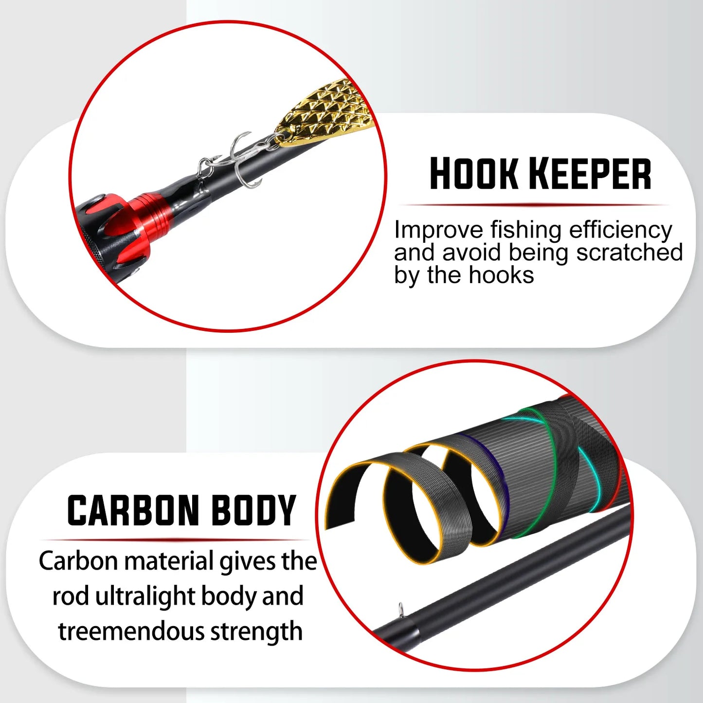 Casting Spinning Fishing Rod 2.1m UltraLight Carbon Fiber Rod Pole 4 Section with EVA Handle 0.8-5g Lure Weight