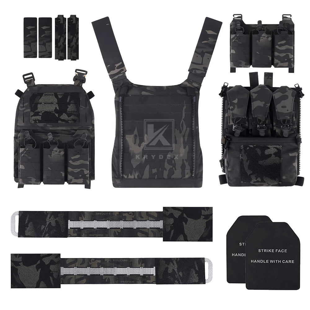 FCPC V5 Plate Carrier Tactical Vest Front Triple Mag Pouch Cobra Buckle Tegris Cummerbund with Backpack Full Set Vest