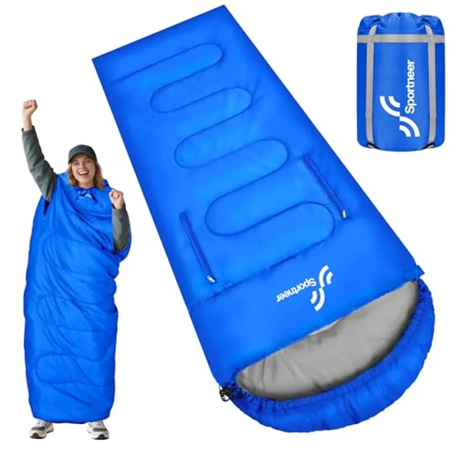 Wearable Sleeping Bag for Adults and Walkable with Arm Zippers, Warm Weather and Cold Waterproof, Compact for Camping, Stadiums