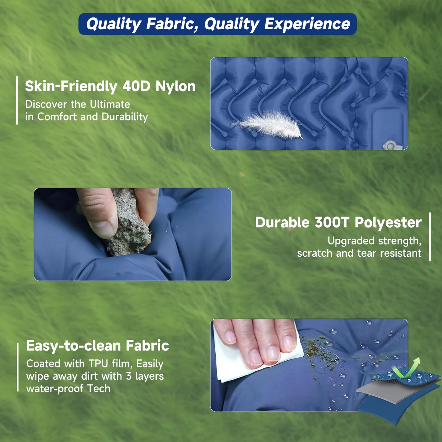 Sleeping Pad, Ultralight Inflatable Sleeping Pad with Pillow Built-in Foot Pump Compact Camping Air Mattress