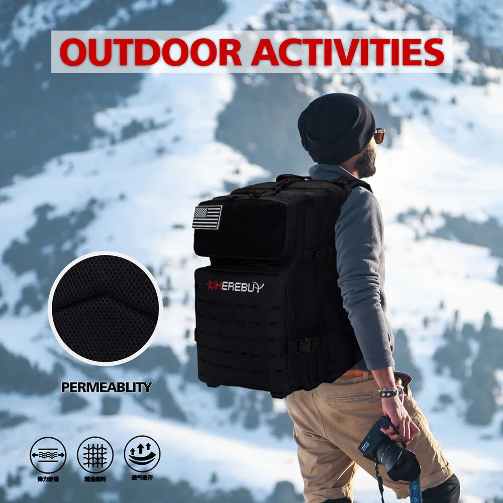 45L Military Tactical Backpack for Men Molle Rucksack Large Survival Hiking Bag 3 Day Assault Rucksack Pack With Bottle Holder