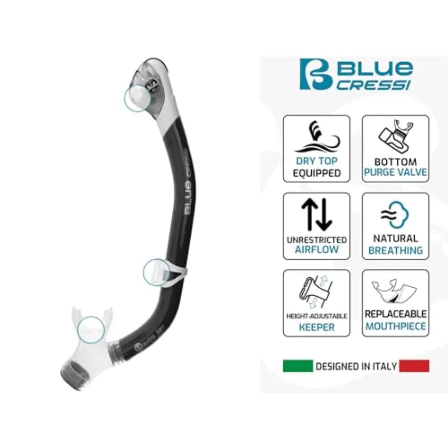 Adult Snorkel Set Mask Dry Snorkel Adjustable Fins - Light for Travel - Ocean Set: Designed in Italy