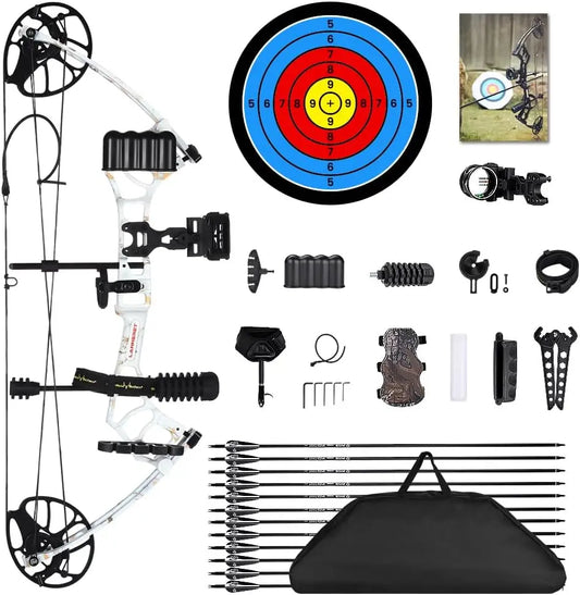 Archery Ready to Hunt Lightweight Compound Bow Package for Adults and Youth,0-50 Lbs Draw Weight,290fps,Limbs Made in USA,with A