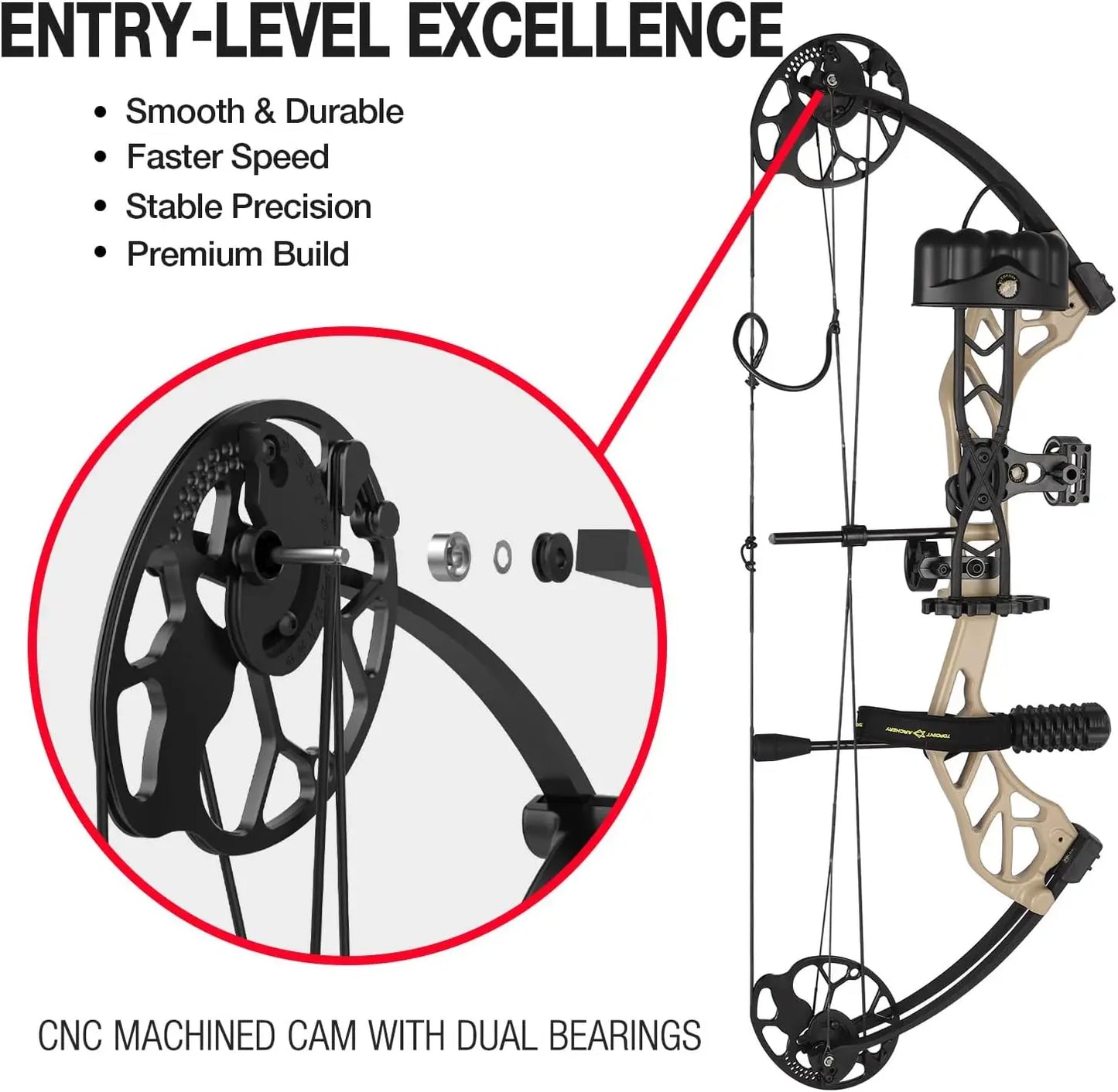 Compound Bow Pro Set Easy to Adjust No Bow Press Needed Bow and Arrow Set 19-31\\" Draw Length 0-70 Lbs Draw Weight Up to IBO 32